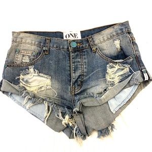 One Teaspoon Cutoff Denim Shorts